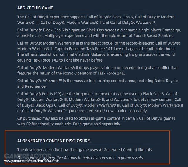 動視承認：《使命召喚》在其最新版本中使用了生成式 AI