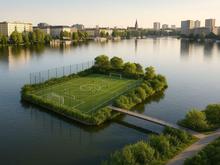 Zu wenig Sportflächen in Berlin: Verein will Fußballfeld mitten im Rummelsburger See bauen